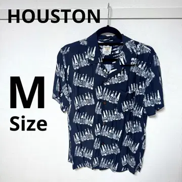HOUSTON 패턴 셔츠 블랙 맥주 패턴 M 사이즈
