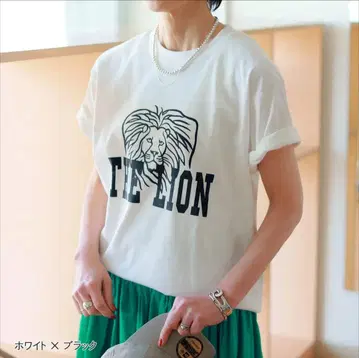 택 포함 새상품 마르고 빈티지 라이온 프린트 T셔츠 화이트