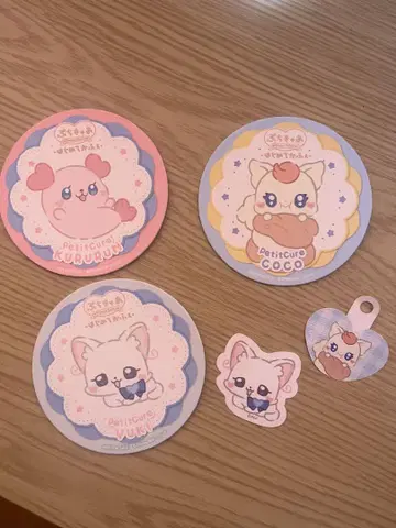 푸치큐아 카페 피그 코스터 쿠루룽 고양이저택 유키 코코 세트