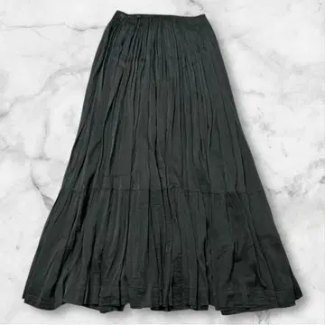 Dries Van Noten 플리츠 롱 스커트 실크 맥시 길이 36