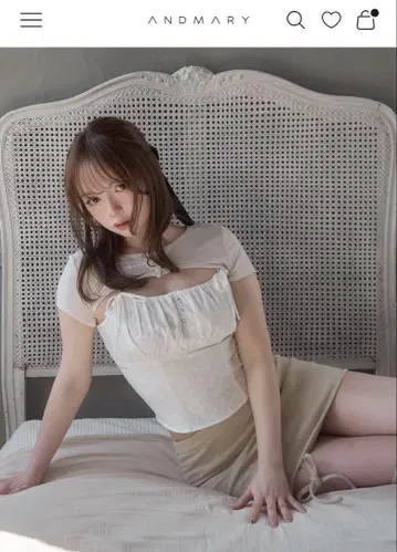 앤드마리 Poppy cotton lace set white