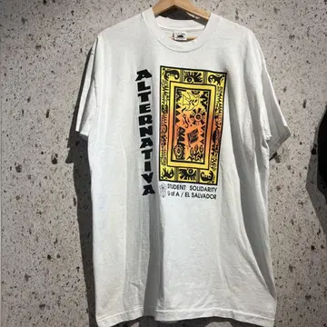 90년대 ALTERNATIVA 아트 프린트 티셔츠 빈티지 화이트