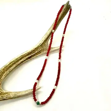 화이트 하츠 x 실버 비즈 목걸이 6