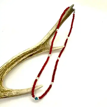 화이트하츠x실버 비즈 목걸이 7