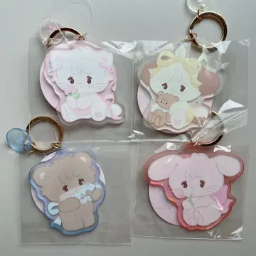 mikko illustrations 아크릴 염색 키링 전 4종 세트