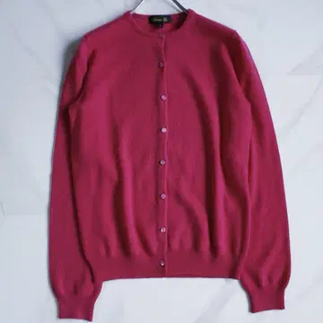 드로어 캐시미어99% 크루넥 가디건 푸시아핑크