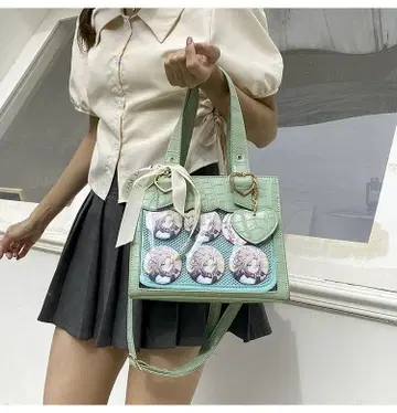 이타백 숄더백 통학 경량 외출 수납 토트백 그린