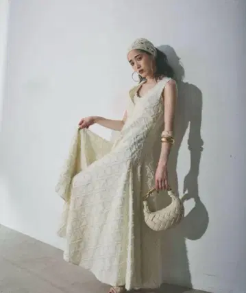 AUBRAY andrea&co 체크 자카드 롱 원피스