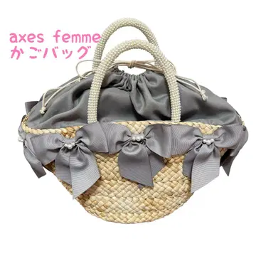 axes femme 카고 가방 그레이 리본 펄