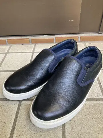 다케오 키쿠치 천연 가죽 슬립온 슈즈 스니커즈 네이비 25cm