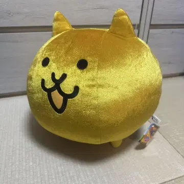골드 고양이 얼굴 봉제 인형 약 30cm