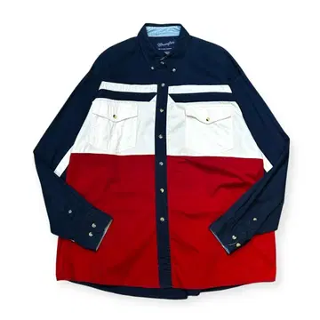 90년대 Wrangler 트리코 컬러 버튼다운 긴팔 셔츠 아메카지