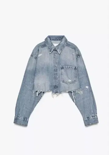 ZARA TRF 데미지 가공 크롭 데님 셔츠 재킷
