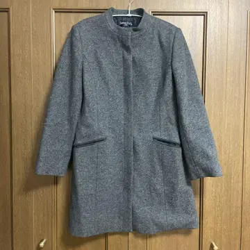 그레이 울 혼방 롱 코트