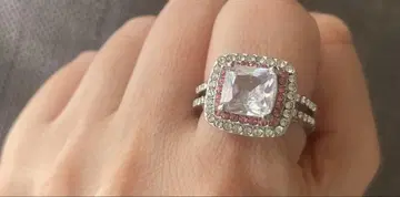 아쉬페프랑스 핑크, 큰 사이즈의 엘레강트한 스퀘어 컷 반지 16호