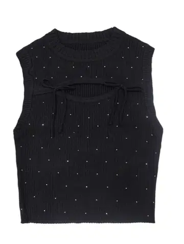 POMME d'amour rhinestone sleeveless knit