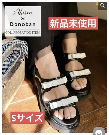 미사용 새상품 아키론 Donoban 콜라보 2way 에나멜 리본 샌들 S