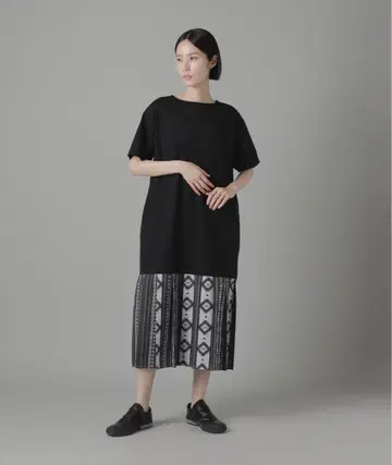 ZUCCA 주카 에스닉 프린트 도킹 원피스 블랙