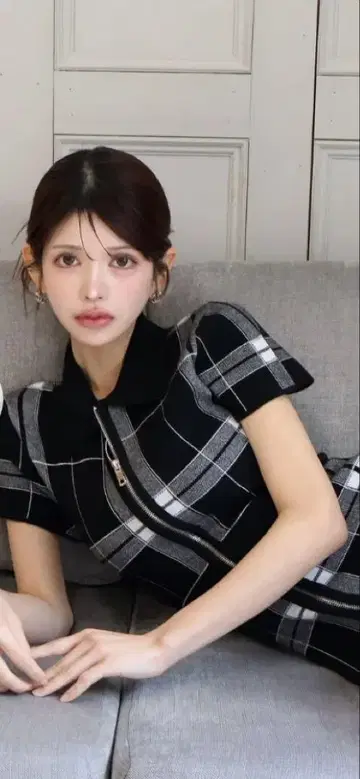 randy 커비 격자 무늬 니트 원피스