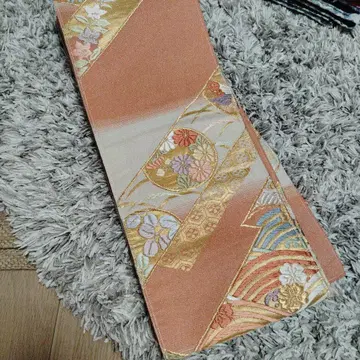오렌지 계열 다색 무늬 반폭 오비