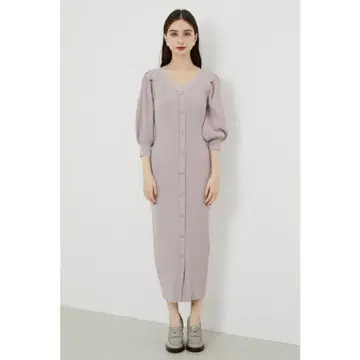 2WAY 퍼프 슬리브 리브 Knit 타이트 OP