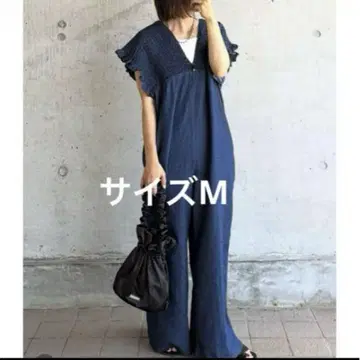 새상품 시마무라 데님 셔링 멜빵바지 M사이즈 laxdantia