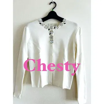 체스티 Chesty 플라워 모티브 가디건 화이트 프리 사이즈