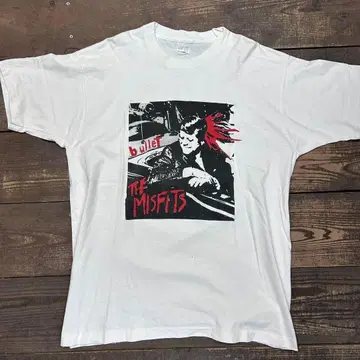 XL 90s 미스피츠 Bullet 티셔츠 화이트 빈티지 케네디