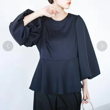 haco! 네이비 페플럼 벌룬 슬리브 상의 포멀