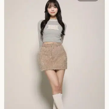 다리치 컷 자카드 미니 스커트 (BEG/S)