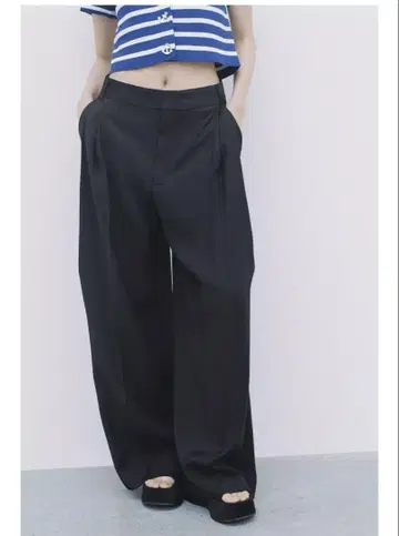 ZARA 더블 플리츠 플랩 팬츠