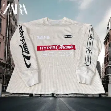 ZARA 자라 [ HYPER Chrome ] 프린트 와플 롱T 서멀풍