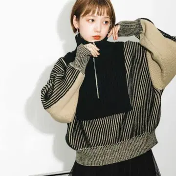 [KBF] 레이어드 하프 zip 니트