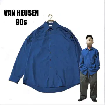 VAN HEUSEN 레귤러 카라 블루 긴팔 아메카지 구제 의류 90s