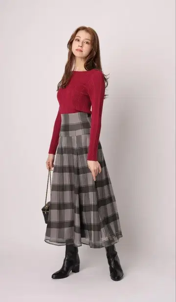 리랜드트루 베리에이션 프린트 플레어 스커트 그레이