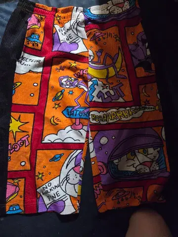 우주복을 입은 고양이 코믹 패턴 팬츠