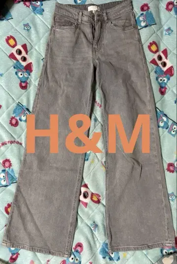 H&M 하이웨스트 와이드 데님 그레이 32
