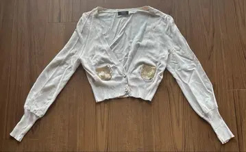 새상품급 EPOCA THE SHOP 장식 화이트 크롭 가디건