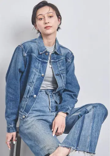 <HYKE> TYPE1 유즈드 워시 데님 자켓 S 사이즈 새상품급