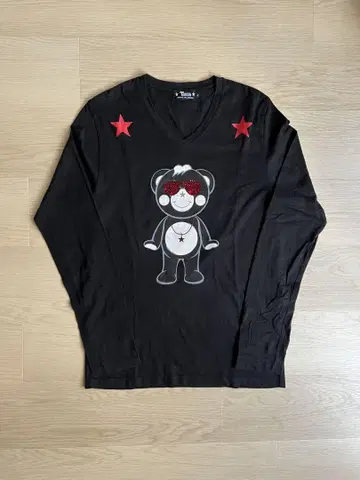 [ Y2K ] TANTA 탄타 스와로브스키 V넥 롱T 블랙 L