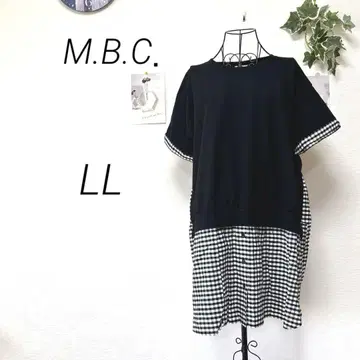 9940 M.B.C. 깅엄 체크 도킹 원피스 LL
