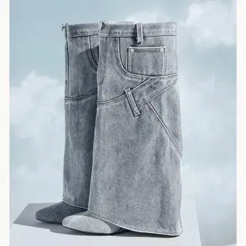 다리치 데님 커버 롱 부츠 (BLU/S)