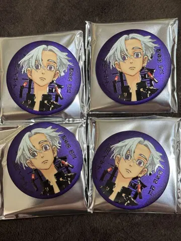 도쿄 리벤저스 마이키마트 매트 메탈릭 캔뱃지 쿠로카와 이자나 4매