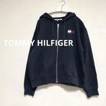 타미힐피거 로고 지퍼 후드티 여성용 네이비 M