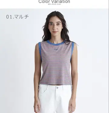 ROXY 스트라이프 슬리브리스 티셔츠 멀티