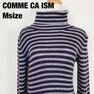 COMME CA ISM 컴사 이즘 터틀넥 니트 보더 무늬 A6