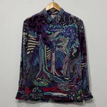 새상품급 폴스미스 드리머 아트 프린트 셔츠 M 보타니컬 꽃 사람