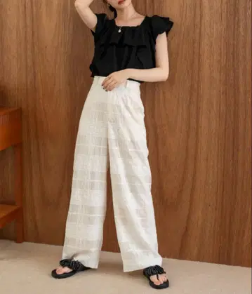 hinari 시어 체크 팬츠