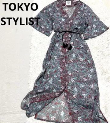 TOKYO STYLIST 시어 롱 가디건 총 보태니컬 꽃무늬