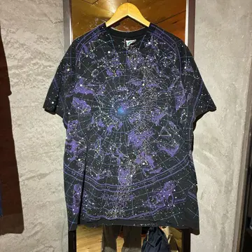 90's liquid blue '천체 관측' 별자리 tee
